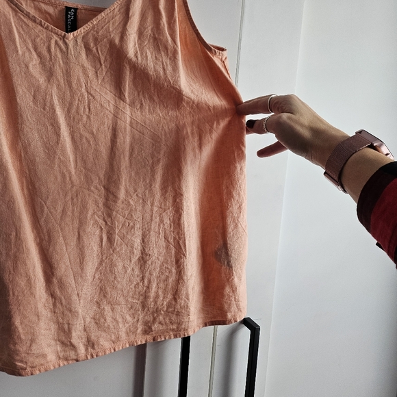 Jean Pascale Women Tank Top Summer Linen Thick Straps Size 8 US/ 10 UK Coral - Picture 4 of 6